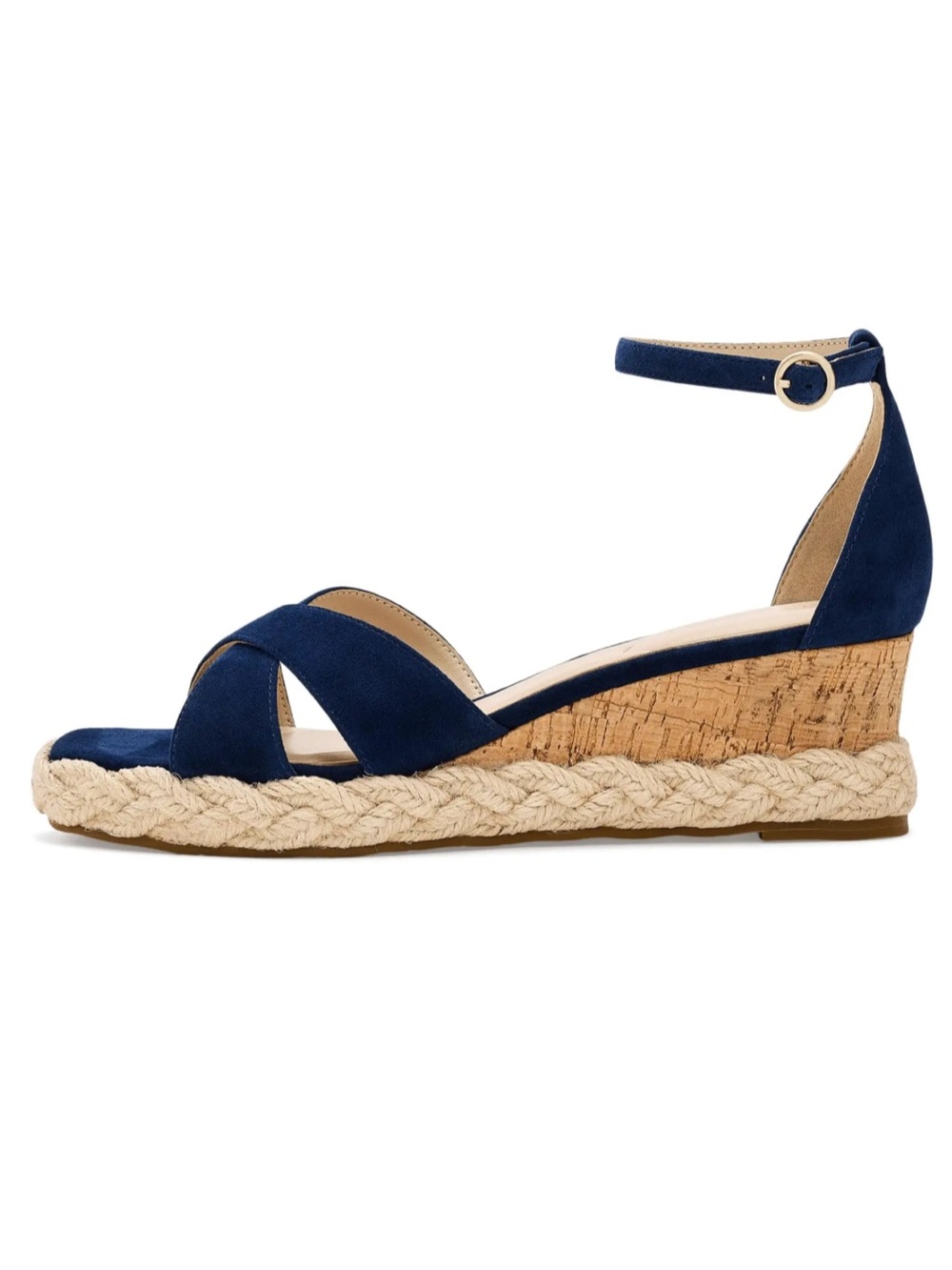 Pelle Moda Pippen Ankle Strap Wedge Slide Sandal 9.5 NIB Blue Cork Comfy Summer - Picture 4 of 10